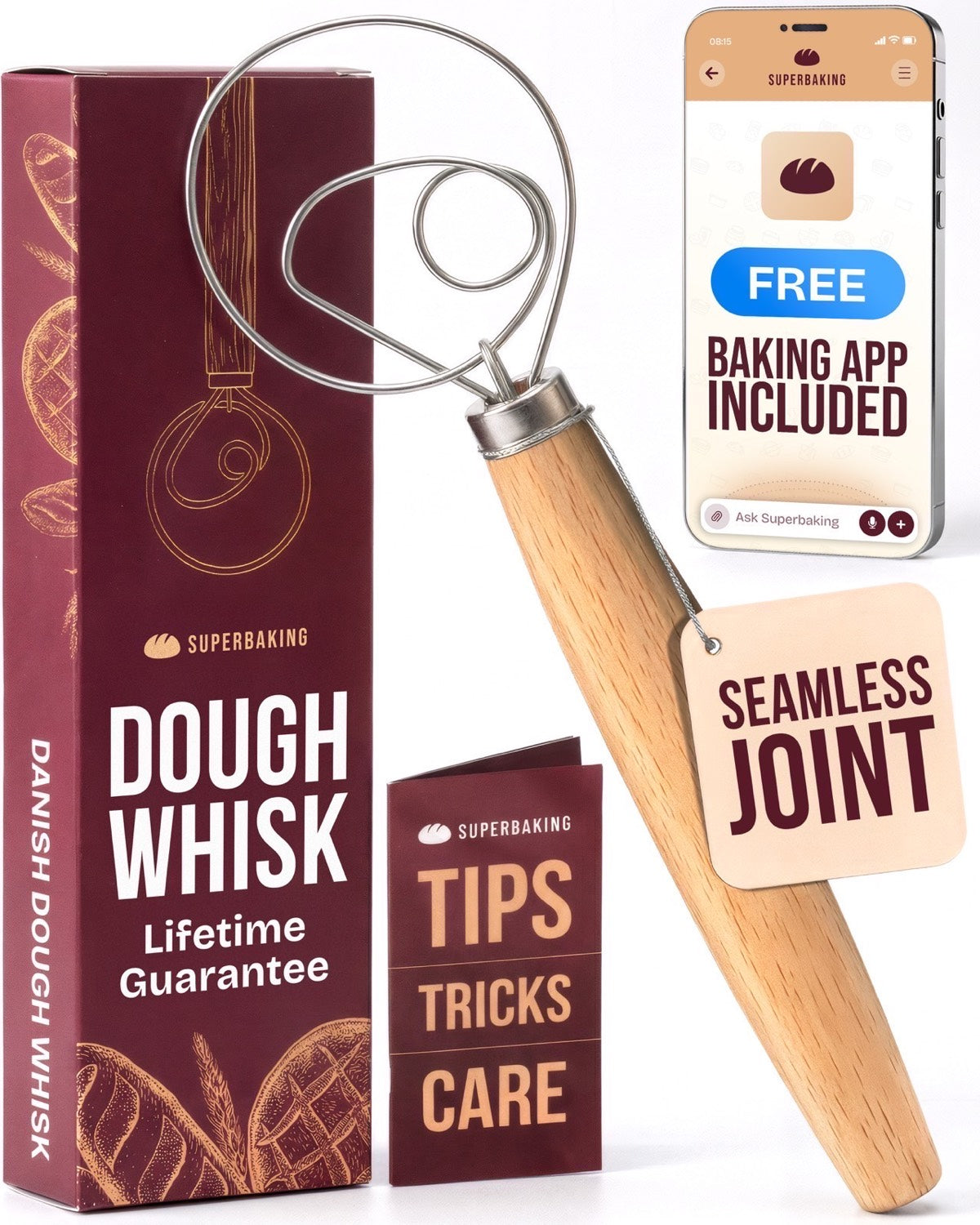 Wooden Danish Dough Whisk — main